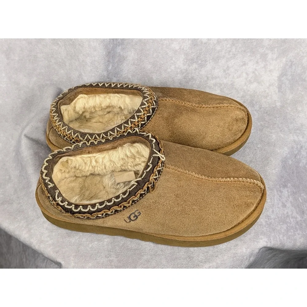 UGG Tasman Chestnut Suede Slippers Big Kids Size 5 5955 Brown Slip‎ On Shoes